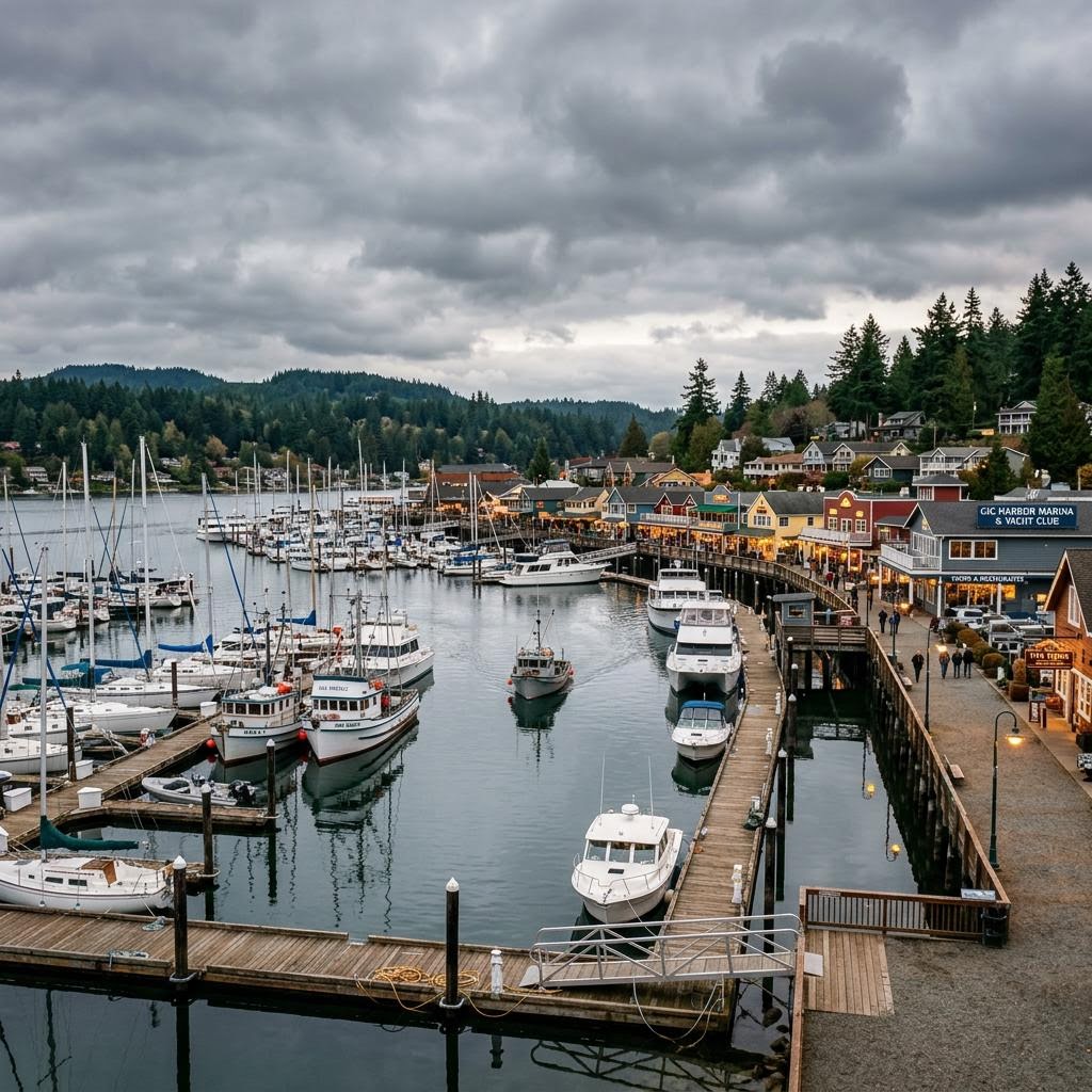 Boats at the marina along Harborview Drive in downtown Gig Harbor